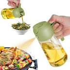 2-in-1 Oil Dispenser Bottle with Spray – Glass Kitchen Oil Sprayer