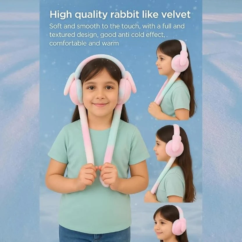 Kids’ Moving Bunny Ear Muffs – Winter Ear Warmers