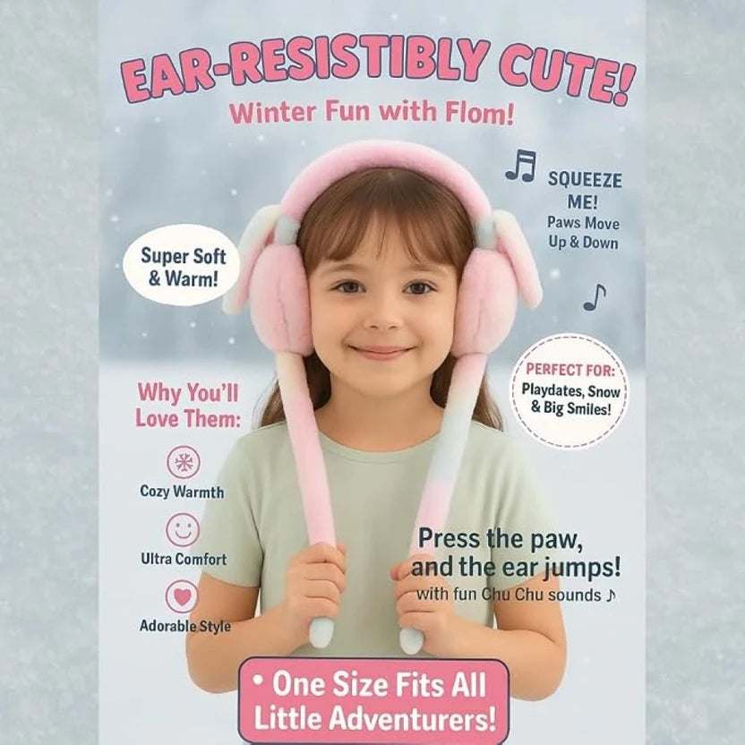 Kids’ Moving Bunny Ear Muffs – Winter Ear Warmers
