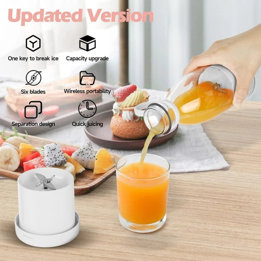 Portable Mini Blender Bottle 320ml – USB Rechargeable 6-Blade Juicer